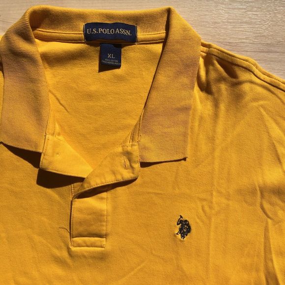 US Polo Assn. Other - US Polo Assn Mens Polo Shirt XL Short Sleeve-Yellow Blue Logo-Golf Casual Dress